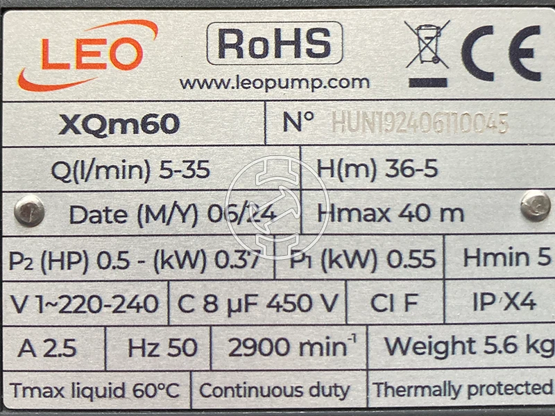 LEO XQm 60 periférikus szivattyú