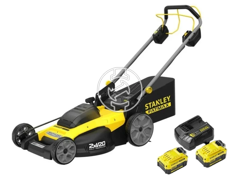 Stanley SFMCMWS251M akkus önjáró fűnyíró 2 x 18 v | 510 mm | 2,2 - 4,3 km-h | 800 m2 | Szénkefementes | 2 x 4 Ah akku + töltő