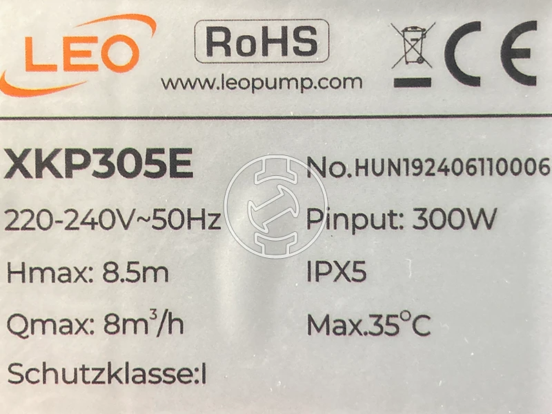 Leo XKP 305 medence szivattyú 100 - 10 l/perc | 0 - 7 m | 230 V