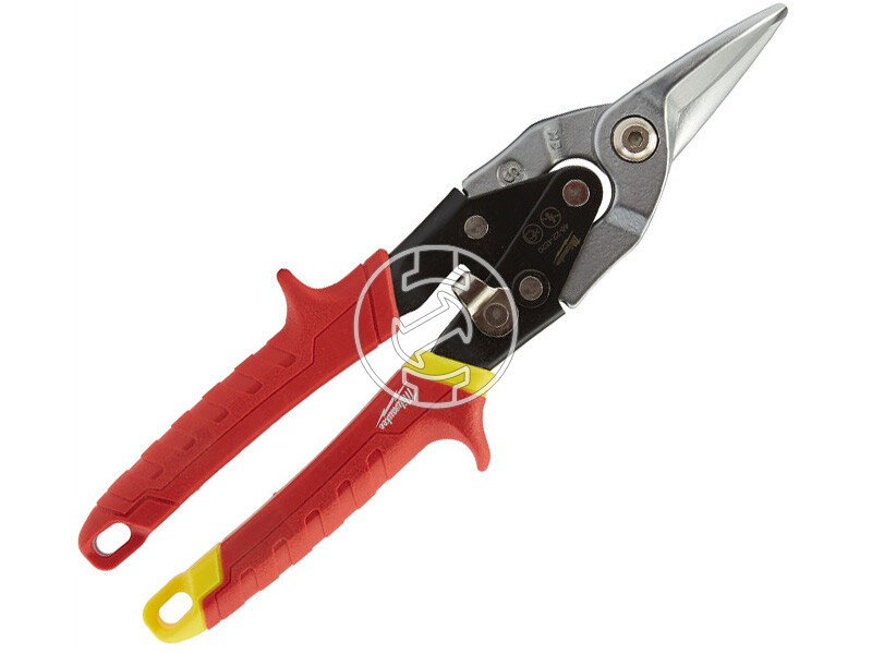 Milwaukee kis sugarú egyenes lemezvágó olló (sárga)