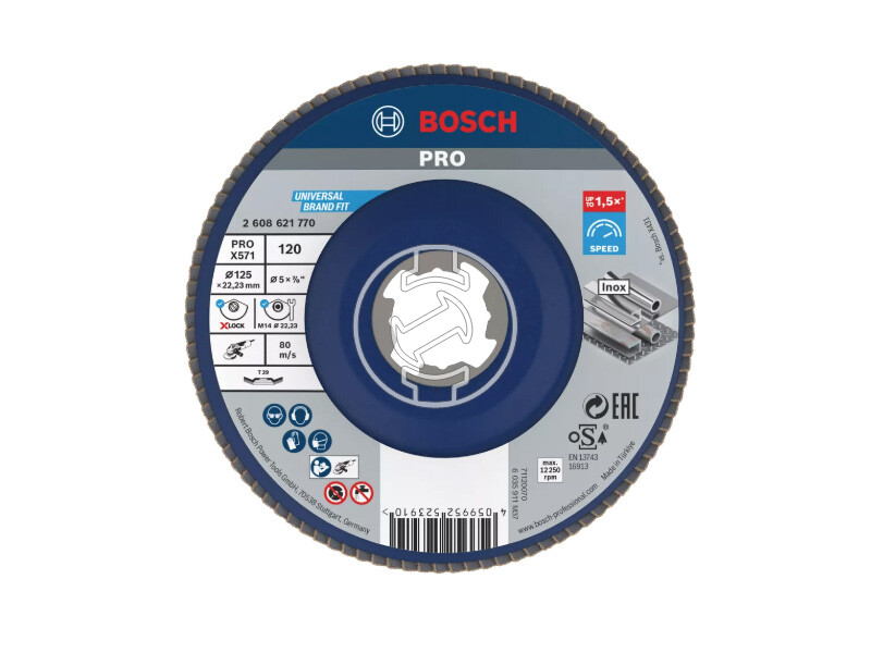 Bosch PRO X571 X-Lock lamellás csiszolótárcsa 125 mm, G120