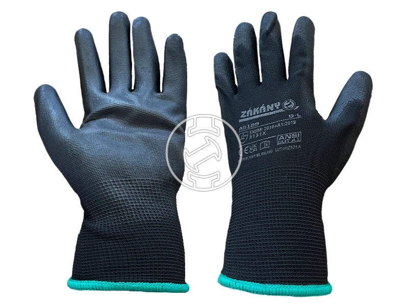 Zákány AB129 PU védőkesztyű 9/L Fekete