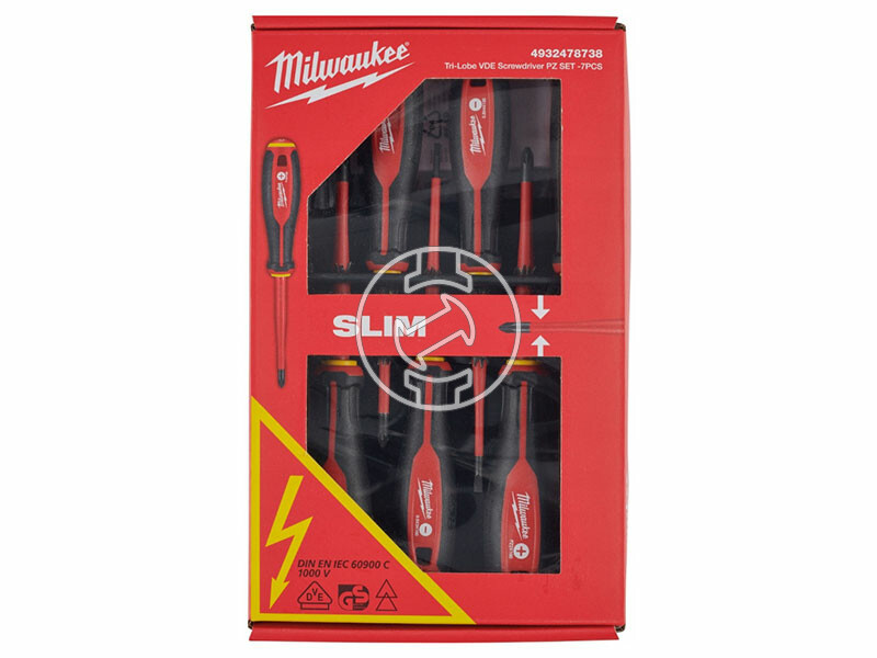 Milwaukee VDE 7 részes szigetelt csavarhúzó készlet 3 oldalú markolattal