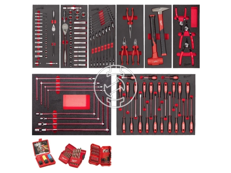 Milwaukee 172 részes, járműipari szerszám készlet habbetétben
