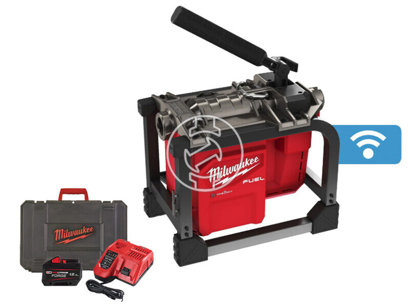 Milwaukee M18FCSSM-121 akkus duguláselhárító 18 V | 32 - 160 mm | 46 m | Szénkefementes | 1 x 12 Ah akku + töltő | Kartondobozban