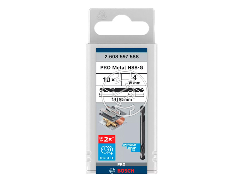 Bosch PRO Metal HSS-G hSS-G kétvégű fúró 4 x 14 x 55 mm