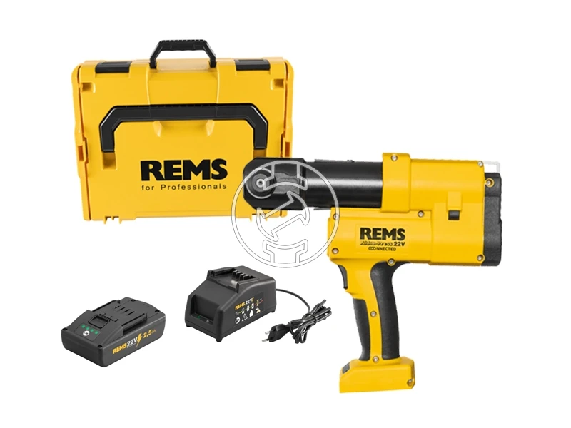 Rems Akku-Press 22V Connected akkus csőprés Standard | 21,6 v | 10 - 110 mm | 32 kN | Szénkefementes | 1 x 2,5 Ah akku + töltő | L-Boxx-ban