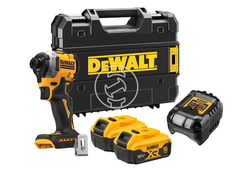 DeWalt DCF850P2T-QW akkus ütvecsavarozó bitbefogással 18 V | 206 Nm | 1/4 bit | Szénkefementes | 2 x 5 Ah akku + töltõ | Kofferben