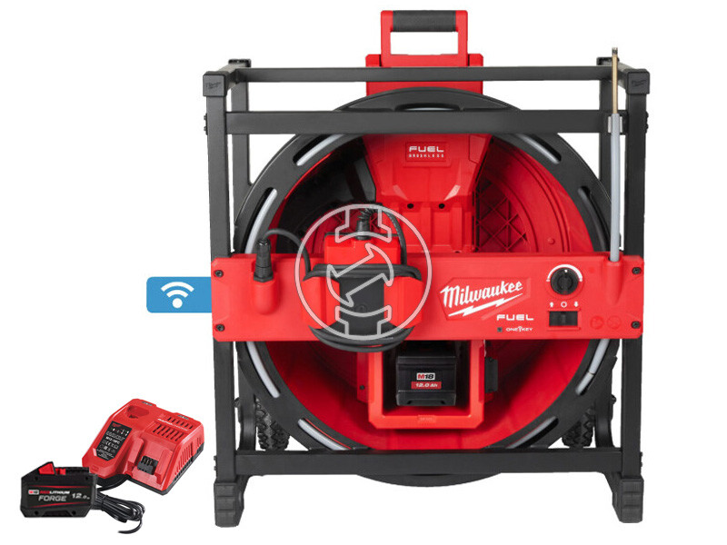 Milwaukee M18HSFSM-122 akkus duguláselhárító 18 V | 32 - 110 mm | 23 m | Szénkefementes | 2 x 12 Ah akku + töltő | Kartondobozban
