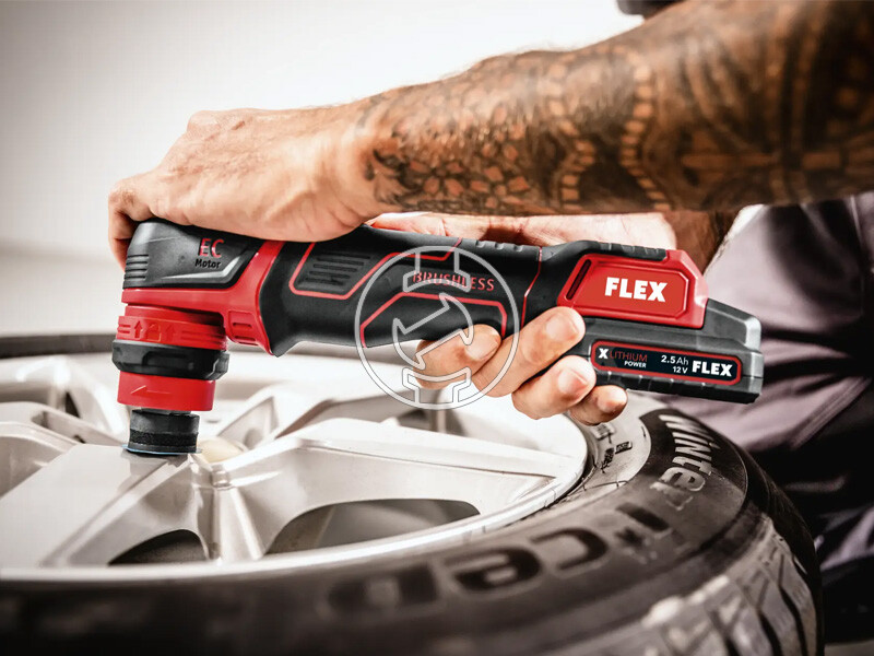 Flex PXE 80 12-EC akkus polírozógép 2x2,5 A + töltő