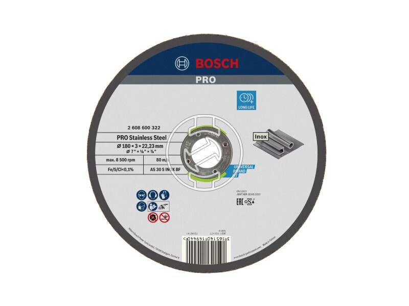 Bosch PRO Stainless Steel vágókorong 180 x 3 x 22,23 mm