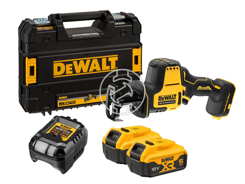DeWalt DCS369P2-QW akkus orrfűrész 18 V | 90 mm | Szénkefementes | 2 x 5 Ah akku + töltő | TSTAK kofferben
