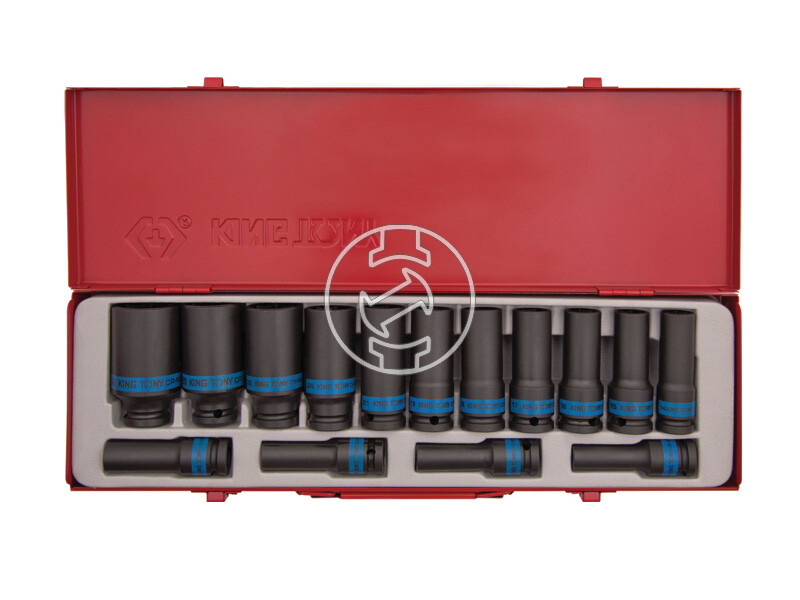 King Tony gépi dugókulcs készlet 1/2 inch, 10-32 mm, hatszög, 15 részes