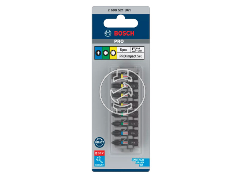 Bosch PRO Impact bit készlet PH1, PH2, PZ1, PZ2, T15, T20, T25, T30, 25 mm, 8 db