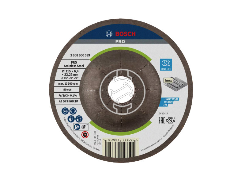 Bosch PRO Stainless Steel csiszolótárcsa 115 x 6 x 22,23 mm