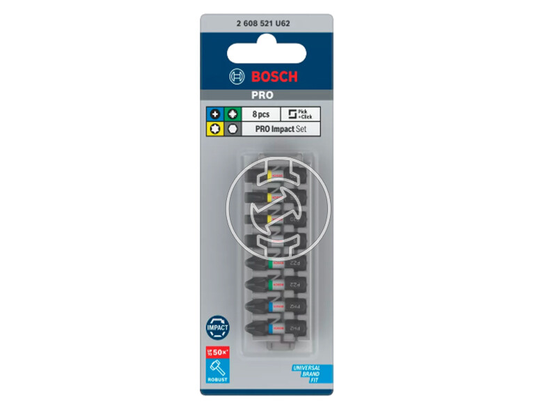 Bosch PRO Impact bit készlet PH2 (2 db), PZ2 (2 db), H5, T20, T25, T30, 25 mm, 8 db