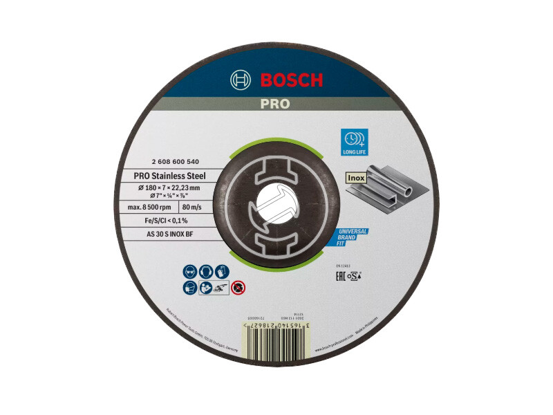 Bosch PRO Stainless Steel csiszolótárcsa 180 x 6 x 22,23 mm