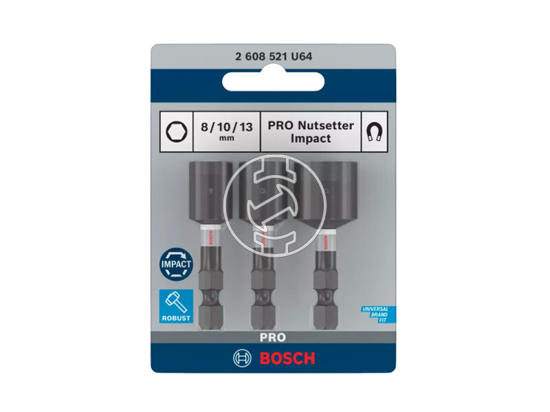 Bosch PRO Nutsetter Impact dugókulcs készlet 8 x 50, 10 x 50, 13 x 50 mm, 3 db