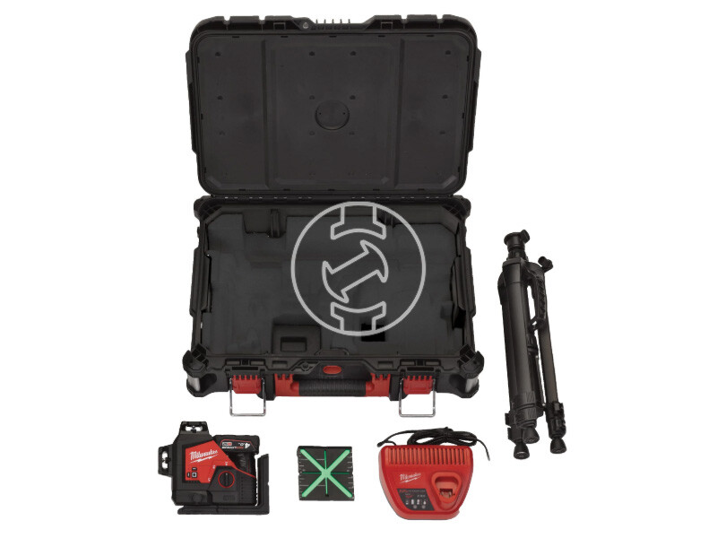 Milwaukee M123PLSKIT-401P vonallézer Hatósugár: 0 - 100 m | 1 x 4 Ah akku + töltő | Packout kofferben