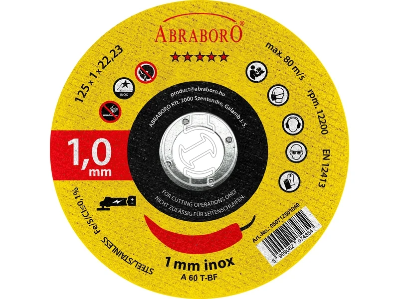 Kép: ABRABORO chili fem  inox vagokorong AKKU 125 x 10 x 22_0.webp