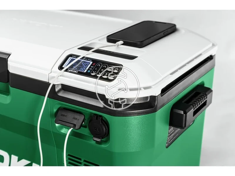 Kép: Akkus huto-futo tarolo 18V 24L -18C 60C 2 zonas USB-AC toltes 12V kimenet LED vilagitas halozatiautosakkus mukodes fogantyu kerekek akku es tolto nelkul 2 akkumulator hely.webp