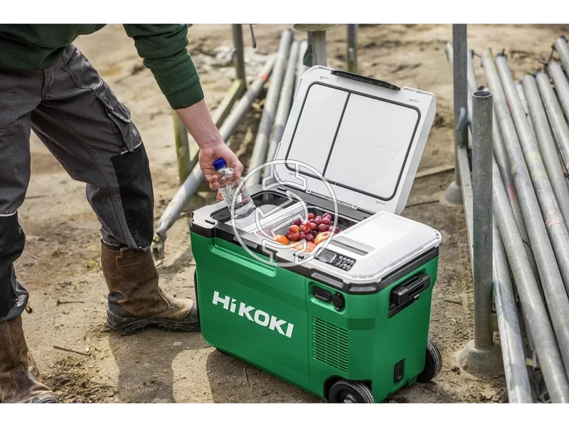 Kép: Akkus huto-futo tarolo 18V 24L -18C 60C 2 zonas USB-AC toltes 12V kimenet LED vilagitas halozatiautosakkus mukodes fogantyu kerekek akku es tolto nelkul 2 akkumulator hely.webp