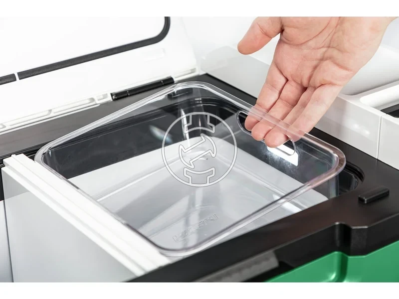 Kép: Akkus huto-futo tarolo 18V 24L -18C 60C 2 zonas USB-AC toltes 12V kimenet LED vilagitas halozatiautosakkus mukodes fogantyu kerekek akku es tolto nelkul 2 akkumulator hely.webp