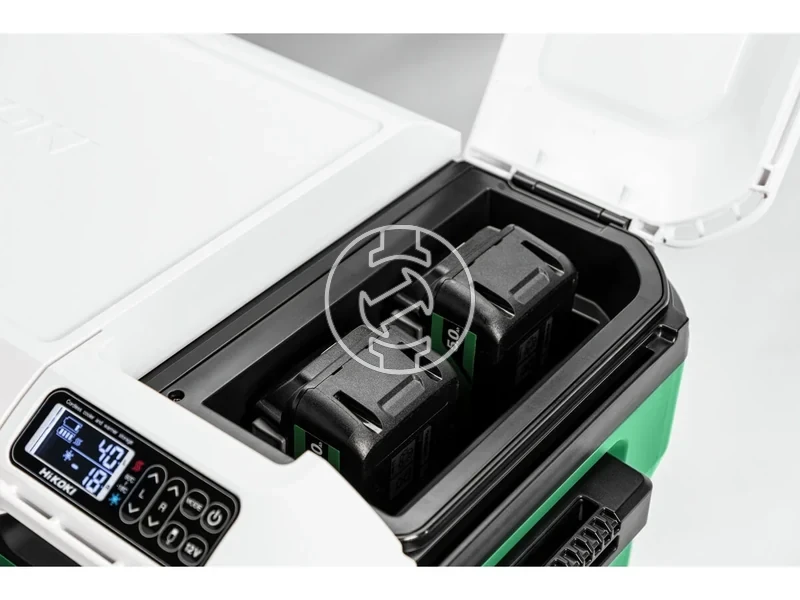 Kép: Akkus huto-futo tarolo 18V 24L -18C 60C 2 zonas USB-AC toltes 12V kimenet LED vilagitas halozatiautosakkus mukodes fogantyu kerekek akku es tolto nelkul 2 akkumulator hely.webp