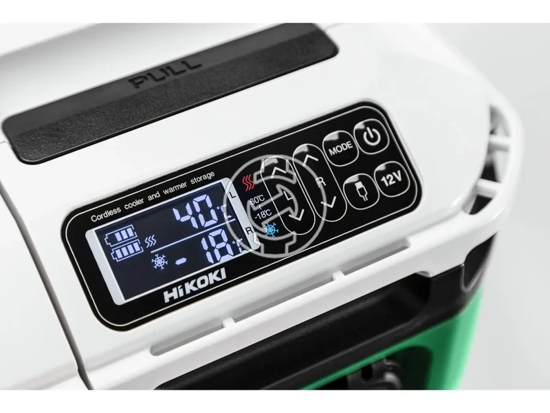 Kép: Akkus huto-futo tarolo 18V 24L -18C 60C 2 zonas USB-AC toltes 12V kimenet LED vilagitas halozatiautosakkus mukodes fogantyu kerekek akku es tolto nelkul 2 akkumulator hely.webp