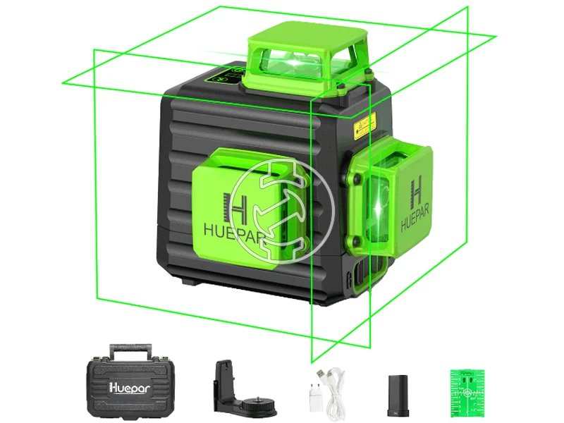 Huepar B03CG zöld vonallézer Hatósugár jelfogóval: 0 - 60 m