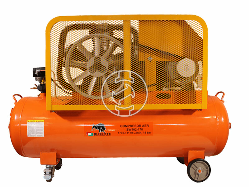 Bisonte SW102-170 ékszíjmeghajtású olajkenésű kompresszor (400V)