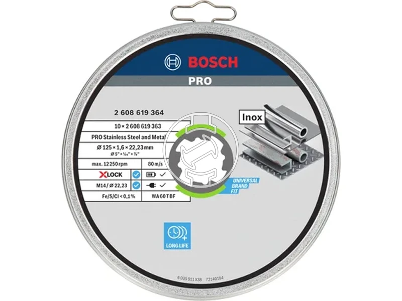 Bosch 125 x 22,23 x 1,6 mm vágókorong 10 db