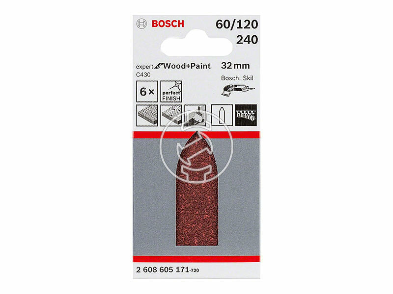 Bosch C430 Expert for Wood and Paint K60/120/240 32 mm deltacsiszolólap készlet 6 db
