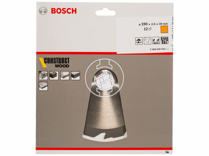 Bosch Construct Wood ø 190 x 2,6 / 1,6 x 30 mm körfűrészlap