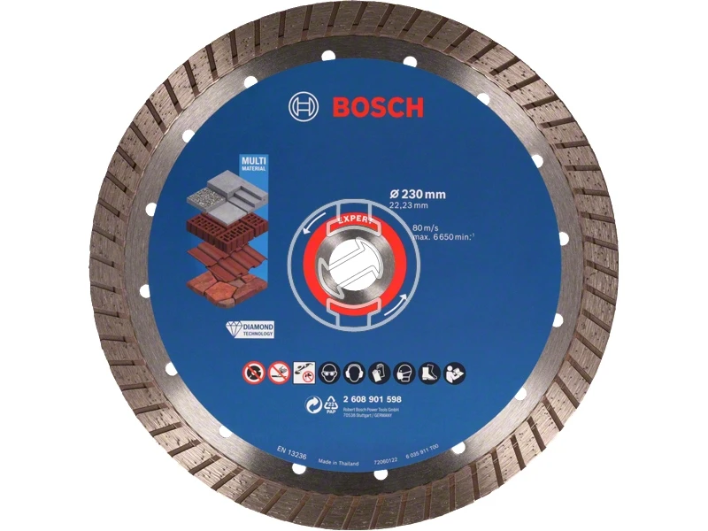 Bosch EXPERT MultiMaterial Turbo 230 x 22,23 x 2,4 mm gyémánt vágótárcsa