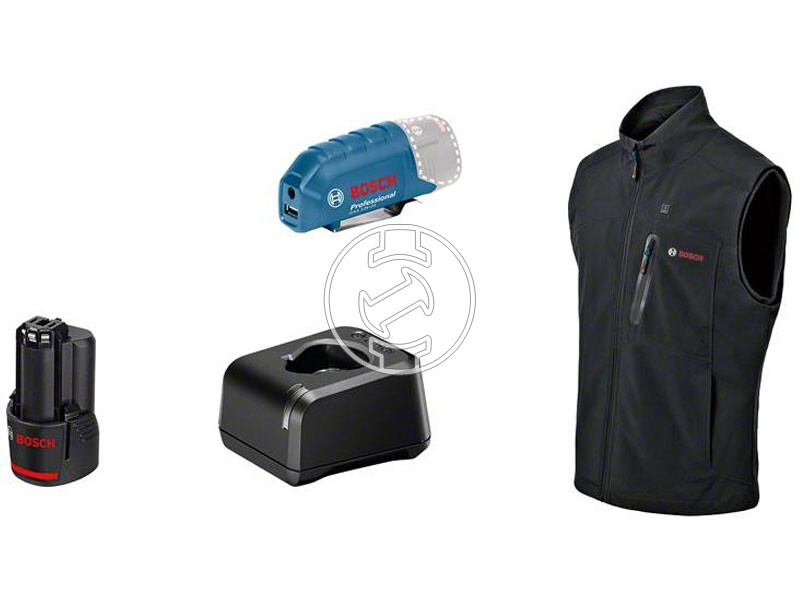 Bosch GHV 12+18V XA fűthető mellény M + GAA 12V-21 (1x2.0Ah akkuval, GAL 12V-20 töltővel)