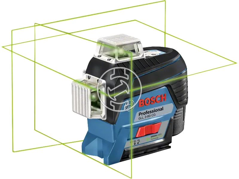 Bosch GLL 3-80 CG Zöld vonallézer Hatósugár jelfogóval: 0 - 120 m | 1 x 2 Ah akku + töltő | L-Boxx-ban