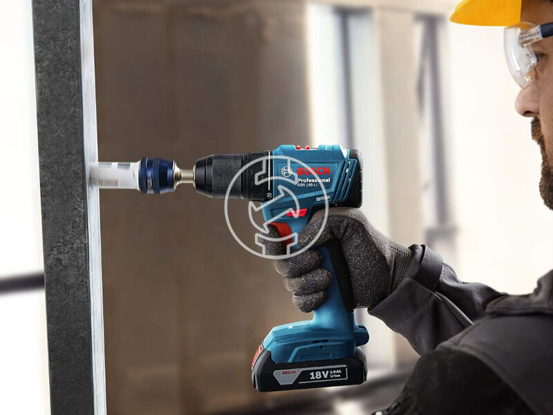 Bosch GSR 185-LI akkus fúrócsavarozó tokmányos szerszámkofferben