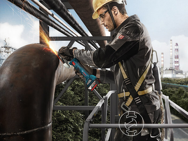 Bosch GWS 180-LI akkus sarokcsiszoló (akku és töltő nélkül)