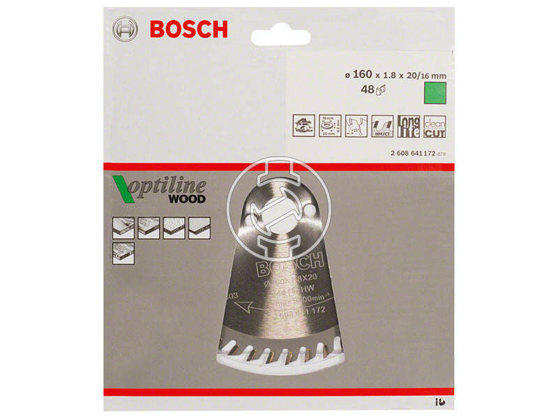 Bosch Optiline Wood ø 160 x 1,8 / 1,2 x 20 / 16 mm körfűrészlap