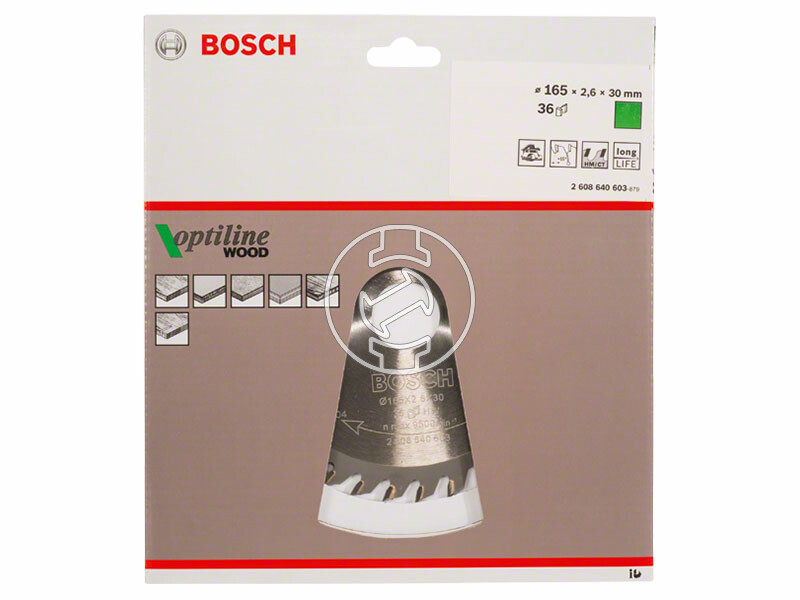 Bosch Optiline Wood ø 165 x 2,6 / 1,6 x 30 / 20 mm körfűrészlap