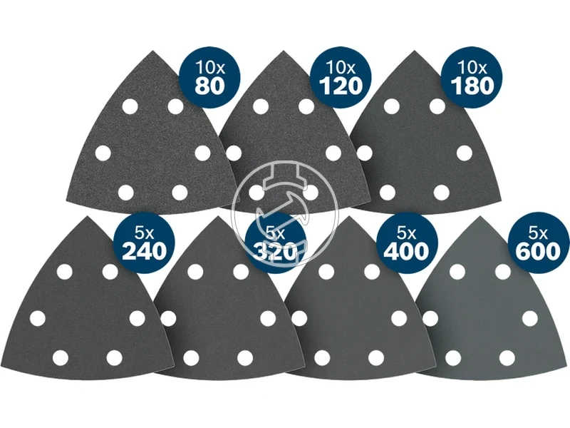 Kép: Bosch PRO F355 deltacsiszololap keszlet 93 x 93 mm 50 reszes_1.webp