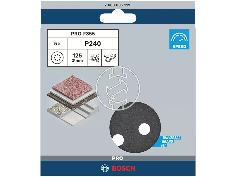 Bosch PRO F355 tépőzáras excentercsiszolópapír 125 mm, G240