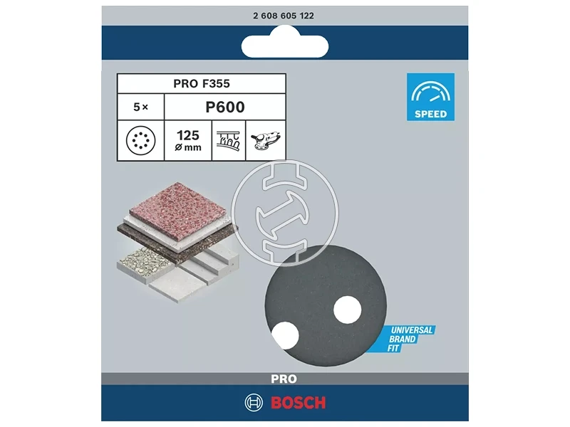 Bosch PRO F355 tépőzáras excentercsiszolópapír 125 mm, G600