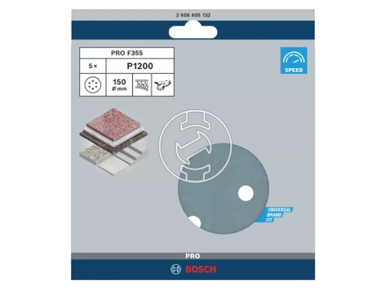 Bosch PRO F355 tépőzáras excentercsiszolópapír 150 mm, G1200