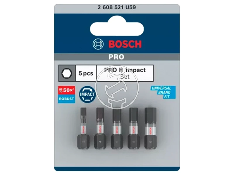 Bosch PRO Hex bit készlet H3, H4, H5 (2 db), H6, 25 mm, 5 db