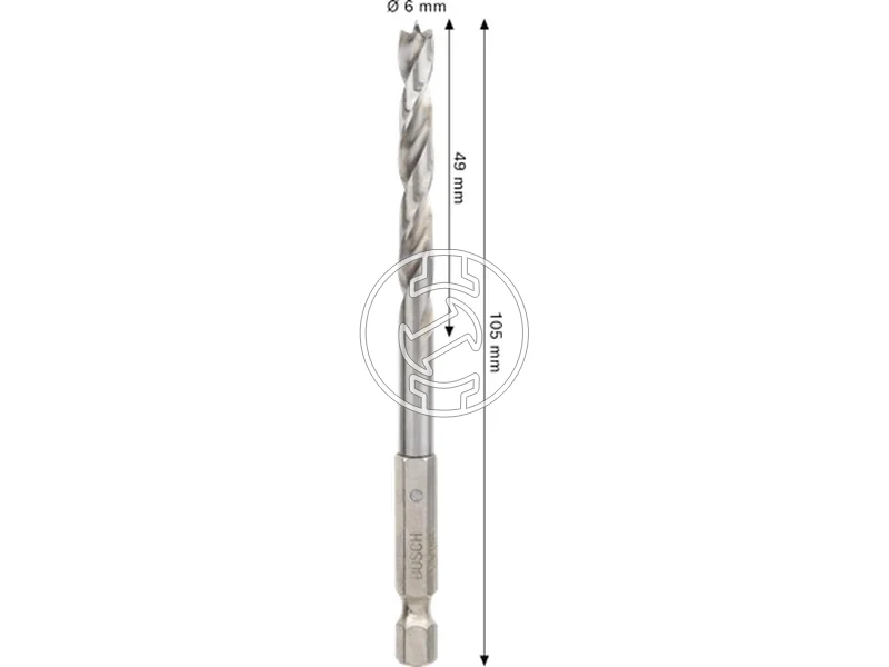 Kép: Bosch PRO Wood bitbefogasu spiralos fafuro 6 x 49 x 105 mm_2.webp