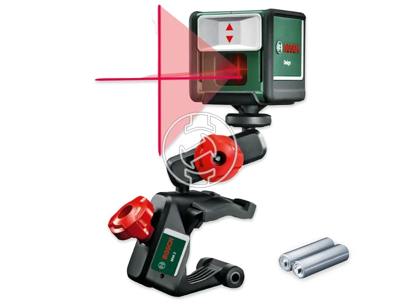 Bosch Quigo Piros vonallézer Hatósugár: 0 - 10 m | 2x elem | Kartondobozban