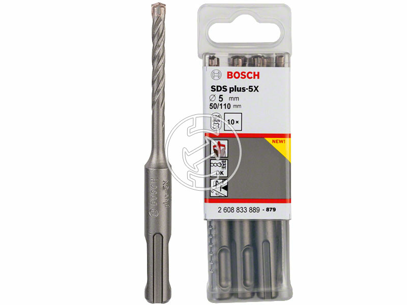 Bosch SDS Plus-5X ø 5 x 50 x 110 mm SDS-Plus négyélű fúrószár 10 db