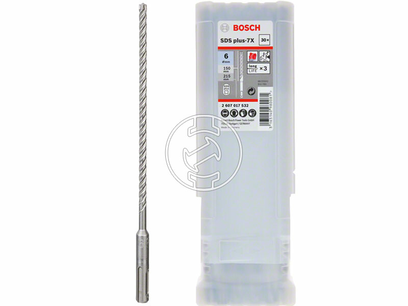 Bosch SDS Plus-7X ø 6 x 150 x 215 mm SDS-Plus négyélű fúrószár 30 db